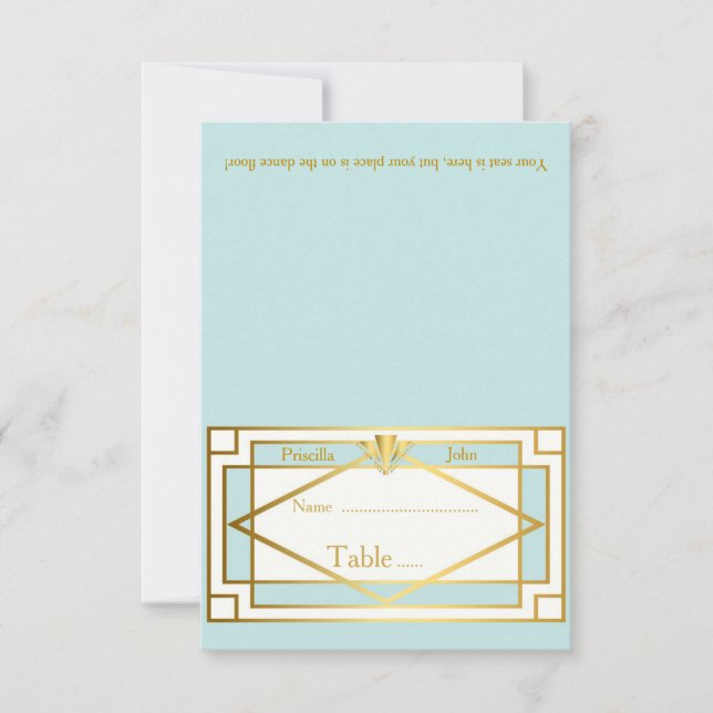 Tarjeta de plaza, Boda, Reunión, Gran Gatsby, blan (Anverso)