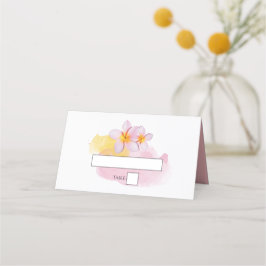 Tarjeta de plaza Boda Tropical Plumeria Frangipani