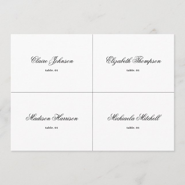 Tarjeta de plaza clásica de Boda blanco y negro DI (Anverso)