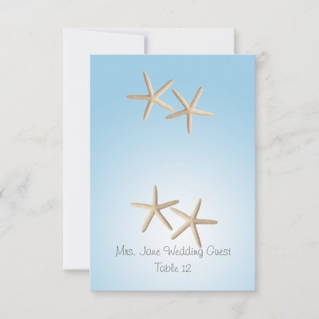 Tarjeta de plaza de asiento de Boda Starfish (Anverso)