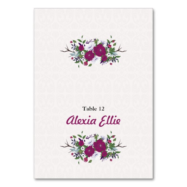 Tarjeta de plaza de asiento de mesa del boda (Anverso)