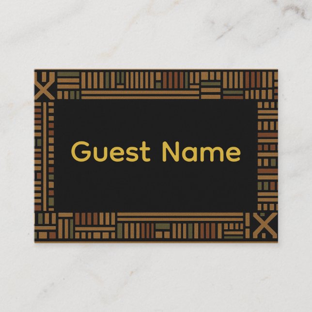 Tarjeta de plaza de Boda African Gold Kente (Anverso)