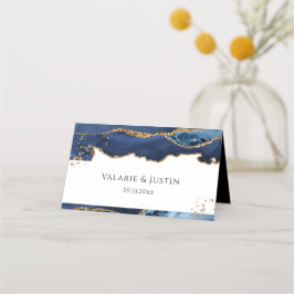 Tarjeta de plaza de Boda Agate, Purpurina azul y d