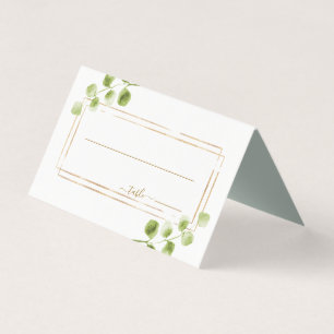 Tarjeta de plaza de Boda Botánica Gold Greenery