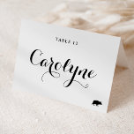 Tarjeta de plaza de Boda Calligraphy Pork Meal Cho<br><div class="desc">Eleva tu recepción nupcial con nuestras hermosas tarjetas para bodas de personalizable, diseñadas para darle un toque personal a tu día especial. Cuentan con caligrafía negra moderna y un acento cardíaco. Añade los nombres de los invitados, la fecha del boda o un mensaje especial. Transforme sus mesas de recepción en...</div>