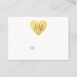 Tarjeta de plaza de boda de corazón dorado