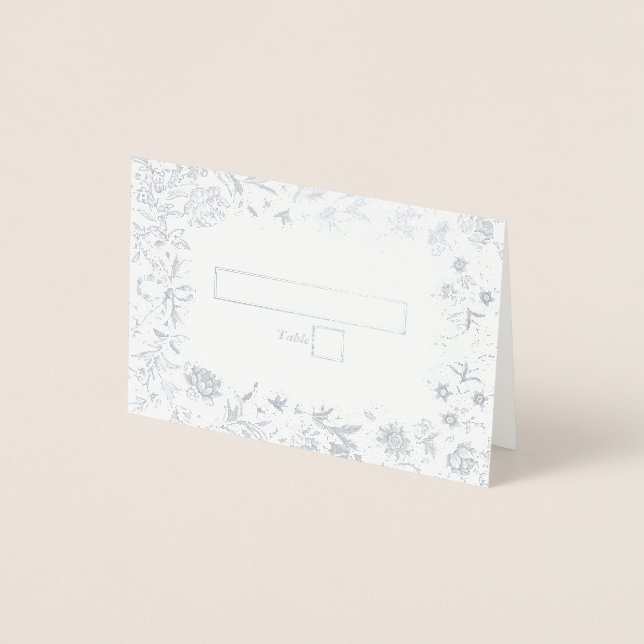 Tarjeta de plaza de Boda floral de Relieve metaliz (Anverso)