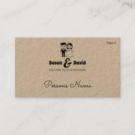 Tarjeta de plaza de Boda plana cute bride y groom
