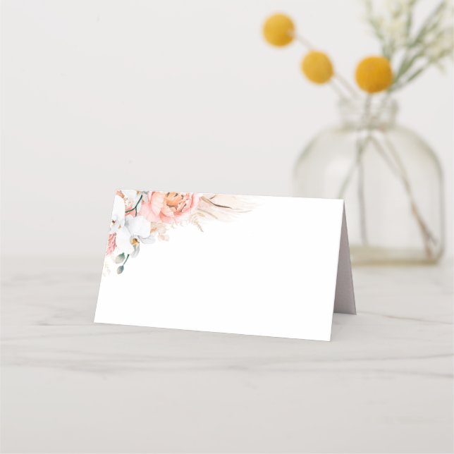 Tarjeta de plaza de Boda rosa de pampas (Anverso)