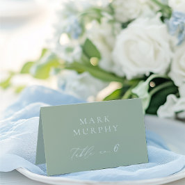 Tarjeta de plaza de Boda Sage Green & White Caligr