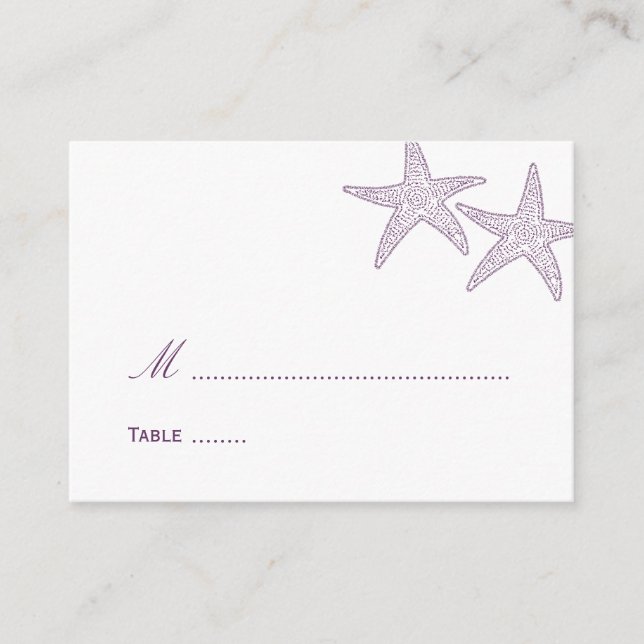 Tarjeta de plaza de Boda Starfish - Púrpura (Anverso)