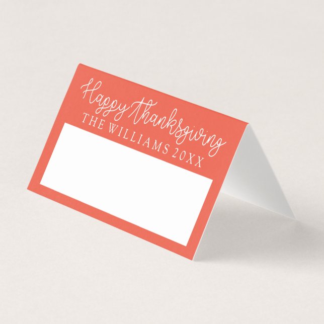 Tarjeta de plaza de cena de Acción de Gracias (Anverso)