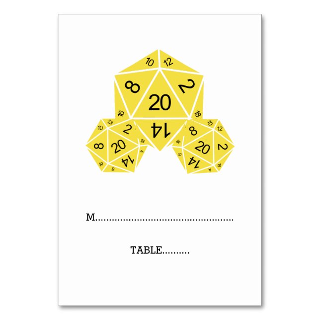 Tarjeta de plaza de dados amarillo D20 (Anverso)
