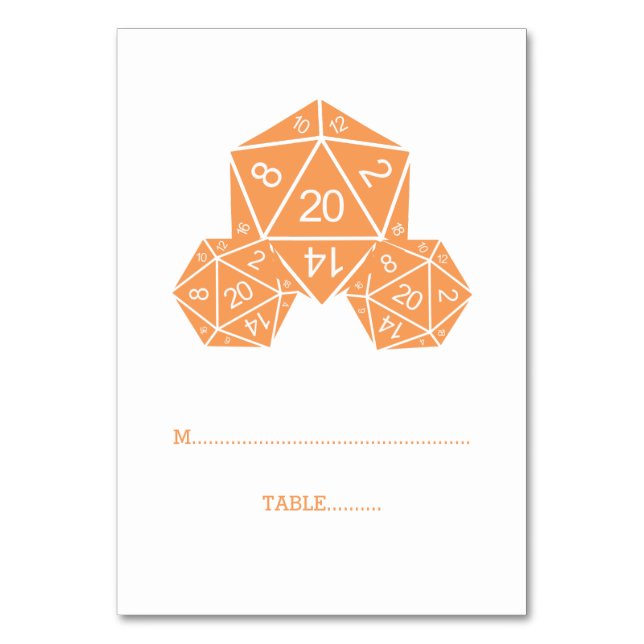 Tarjeta de plaza de dados del naranja D20 (Anverso)