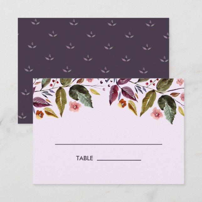 Tarjeta de plaza de mesa del Boda de Plum Flowers  (Anverso / Reverso)
