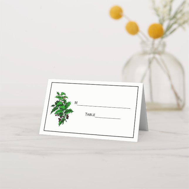 Tarjeta de plaza de navidad Xmas Holly Escort (Reverso)
