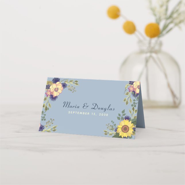 Tarjeta de plaza del Boda de girasol (Reverso)