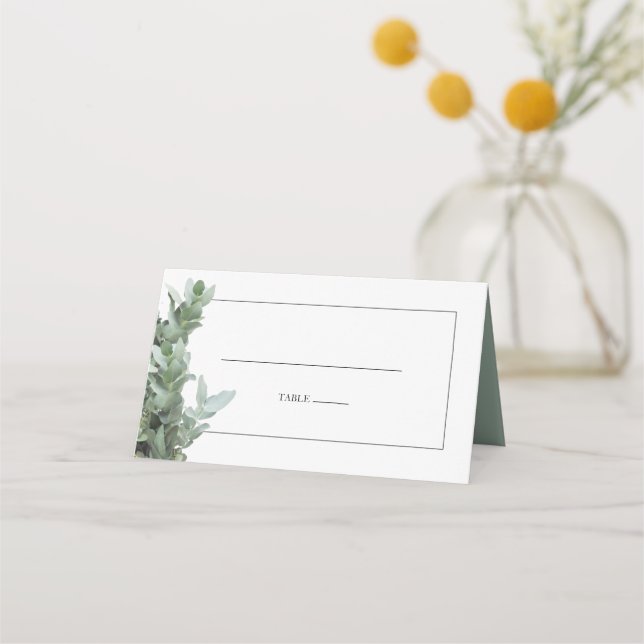 Tarjeta de plaza del Boda del eucalipto del dólar  (Anverso)