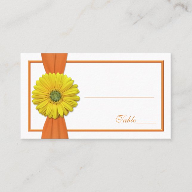Tarjeta de plaza del Boda del Naranja Gerbera Dais (Anverso)
