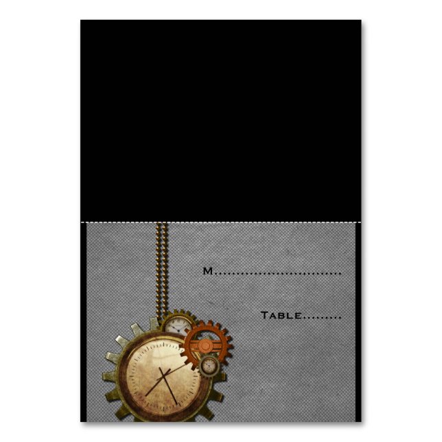 Tarjeta de plaza del Boda del reloj de pulpa gris  (Anverso)