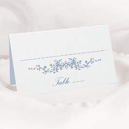 Tarjeta de plaza del Boda floral azul clásico fran