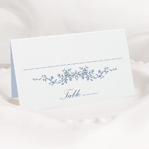 Tarjeta de plaza del Boda floral azul clásico fran