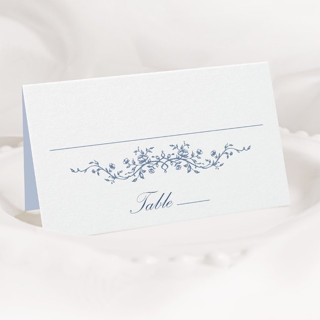 Tarjeta de plaza del Boda floral azul clásico fran (Subido por el creador)