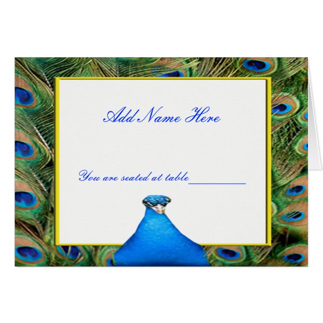 Tarjeta de plaza del Boda Peacock (Anverso (Horizontal))