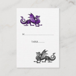 Tarjeta de plaza del Boda Purple Silver Dragon
