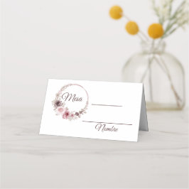 Tarjeta de plaza del Boho Boda español