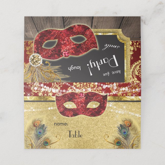 Tarjeta de plaza del Fiesta del Peacock Red Gold d (Exterior desplegado)