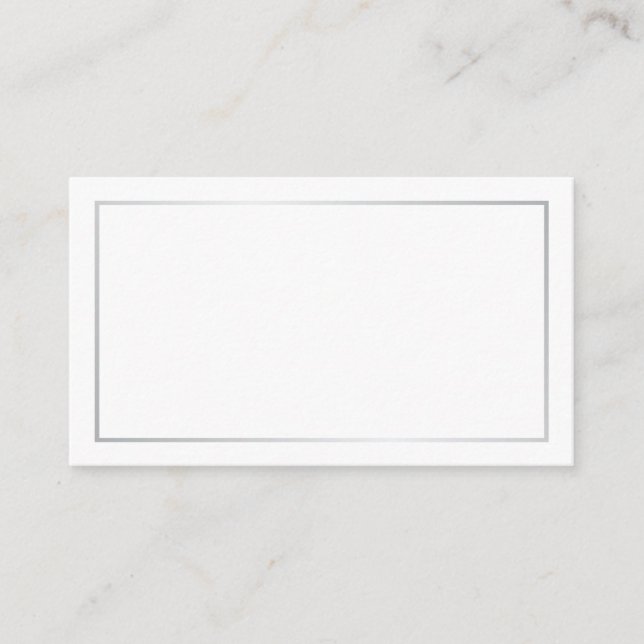 Tarjeta de plaza en blanco, plateado y Boda blanco (Anverso)