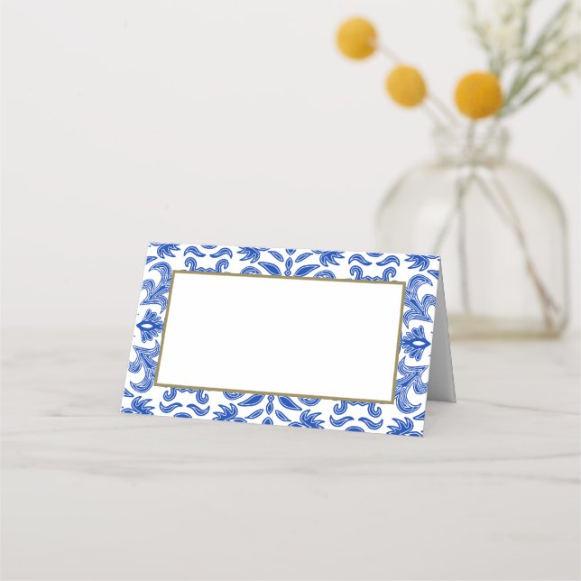 Tarjeta de plaza italiana azul y Boda blanco (Anverso)