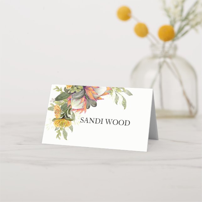 Tarjeta de plaza King Protea Bouquet Boda (Anverso)