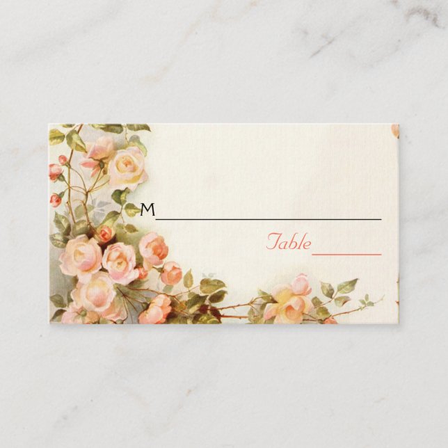 Tarjeta de plaza para bodas de rosas románticos vi (Anverso)