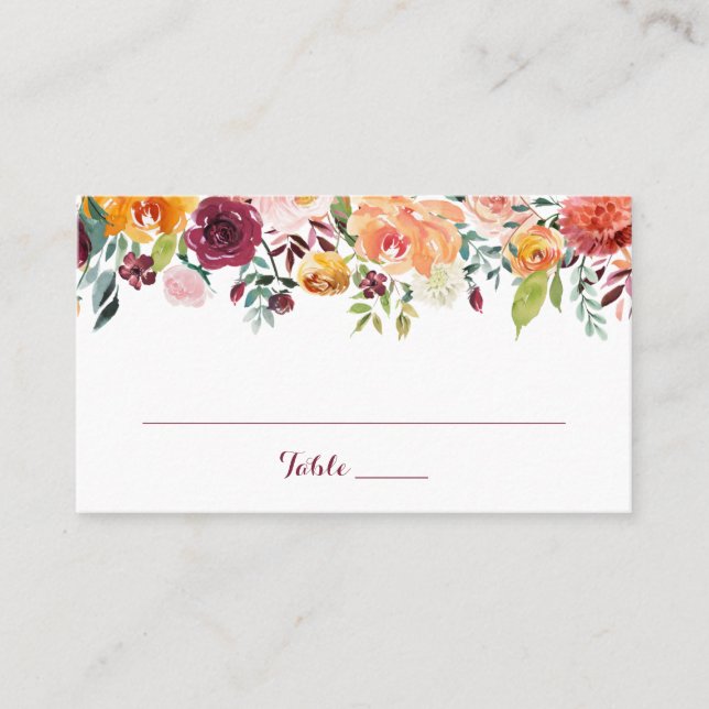 Tarjeta de plaza plana Boda de flor de otoño, rosa (Anverso)