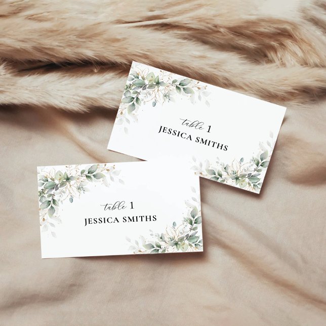 Tarjeta de plaza plana Eucalyptus Gold Floral Gree (Subido por el creador)