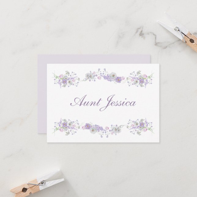 Tarjeta de plaza plana Floral Lilac Lavender (Anverso/Reverso In Situ)