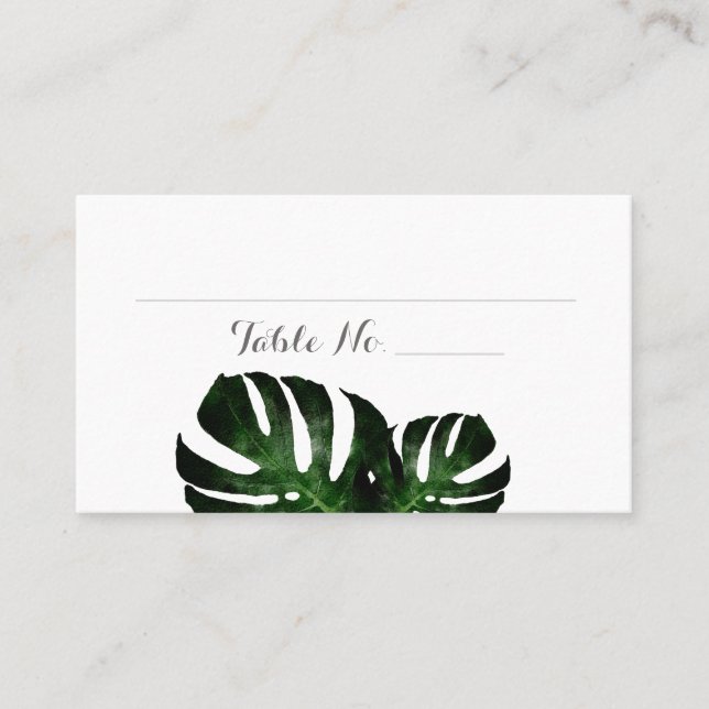 Tarjeta de plaza plana Monstera Fern, Boda tropica (Anverso)
