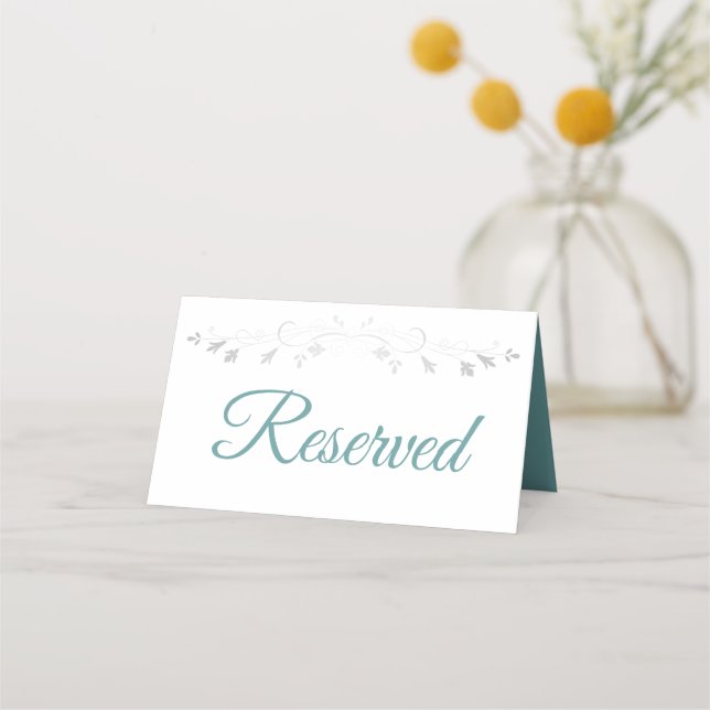 Tarjeta de plaza reservada de boda elegante verde  (Anverso)
