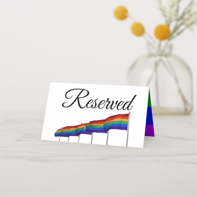 Tarjeta de plaza reservada para Boda arcoiris del  (Anverso)