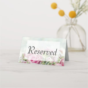 Tarjeta de plaza reservada para Boda de rosas rosa