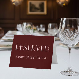 Tarjeta de plaza reservada para boda marrón y rosa
