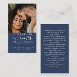 Tarjeta de plegaria azul funeral de doble memoria