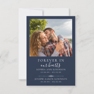 Tarjeta de plegaria azul funeral de doble memoria