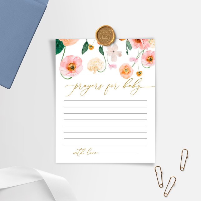 Tarjeta de plegaria Baby Shower con flores de amap (Subido por el creador)