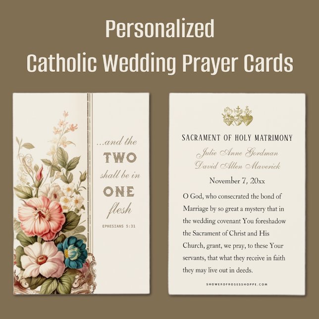 Tarjeta de plegaria Boda católico (Easy to Personalize Catholic Wedding Prayer Cards)