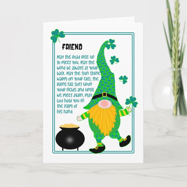 Tarjeta de plegaria celta Leprechaun de Friend St  (Anverso)