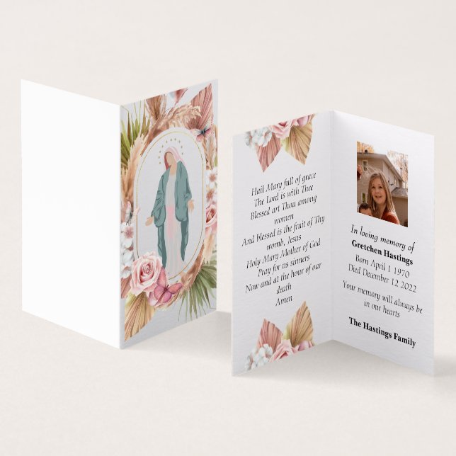 Tarjeta de plegaria conmemorativa conmemorativa de (Interior y exterior)