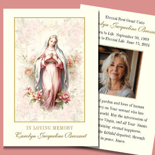 Tarjeta de plegaria conmemorativa conmemorativa de
